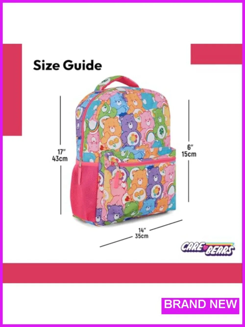 Care Bears Allover Print Kids Backpack with Padded Straps